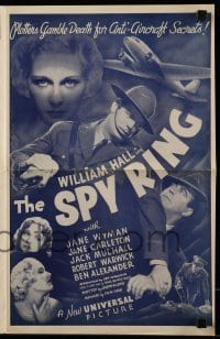 8x625 SPY RING pressbook 1938 Joseph Lewis directed, William Hall, pretty Jane Wyman, espionage!