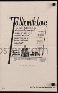 8x666 TO SIR, WITH LOVE pressbook supplement 1967 Sidney Poitier, directed by James Clavell!