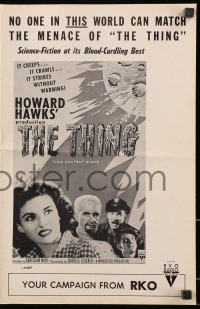 8x636 THING pressbook R1957 Howard Hawks classic horror, it strikes without warning from another world!