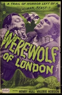 8x652 WEREWOLF OF LONDON pressbook R1951 Henry Hull, Valerie Hobson & Warner Oland, 1st Universal!