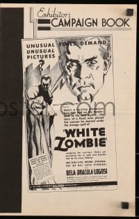 8x655 WHITE ZOMBIE pressbook R1938 she was not alive nor dead, but she performed his every desire!