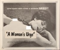 8x659 WOMAN'S URGE pressbook 1965 how many men does sexy Nympho Maude Fergusson need?