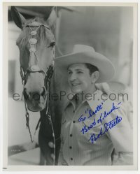 8y659 BOB STEELE signed 8x10 REPRO still 1980s great portrait of the cowboy star with his horse!