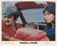 8y127 BURT REYNOLDS signed 8x10 mini LC #3 1977 in car with Sally Field in Smokey and the Bandit!