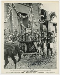 8y161 CHARLTON HESTON signed TV 8x10.25 still R1960s as Moses on chariot from The Ten Commandments!