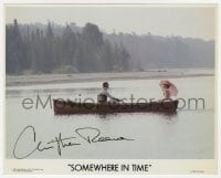 8y129 CHRISTOPHER REEVE signed 8x10 mini LC 1980 in canoe with Jane Seymour in Somewhere In Time!