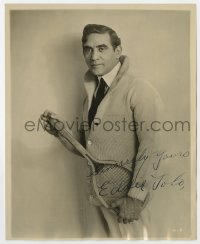8y176 EDDIE POLO signed deluxe 8x10 still 1920s great close portrait holding tennis racket!
