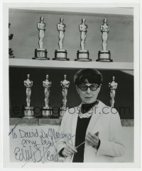 8y709 EDITH HEAD signed 8x9.75 REPRO still 1970s the famous fashion designer with her many Oscars!