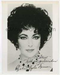8y715 ELIZABETH TAYLOR signed 8x10 REPRO still 1980s sexy head & shoulders portrait with jewelry!