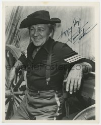 8y726 FORREST TUCKER signed 8x10 REPRO still 1980s great close up in costume from TV's F-Troop!