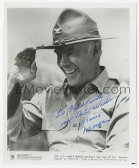 8y752 HARRY MORGAN signed 8x9.75 REPRO still 1980s great c/u as Colonel Potter from TV's MASH!