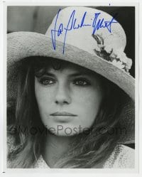 8y768 JACQUELINE BISSET signed 8x10 REPRO still 1980s close portrait wearing a hat with flowers!