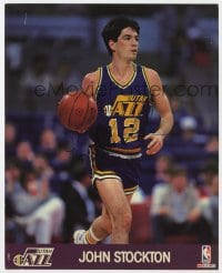 8y515 JOHN STOCKTON signed color 8x10 publicity still 1990 the Utah Jazz basketball point guard!