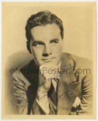 8y237 JOHNNY DOWNS signed deluxe 8x10 still 1920s great head & shoulders portrait with hand on chin!