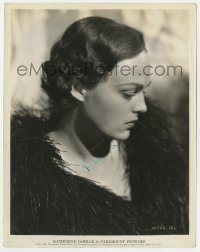8y238 KATHERINE DEMILLE signed 8x10.25 still 1935 great profile portrait wearing feathered dress!