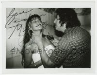 8y830 LAST HORROR FILM signed 8x10.25 REPRO still 1980s by BOTH Caroline Munro AND Joe Spinell!