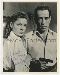 8y831 LAUREN BACALL signed 8x10 REPRO still 1980s c/u with Humphrey Bogart in To Have & Have Not!