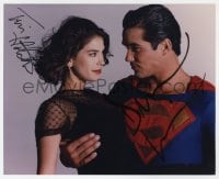 8y579 LOIS & CLARK signed color 8x10 REPRO still 1990s by BOTH Superman Dean Cain AND Teri Hatcher!