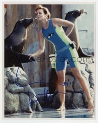 8y581 LORI PETTY signed color 8x10 REPRO still 2000s great close up with seals in Free Willy!