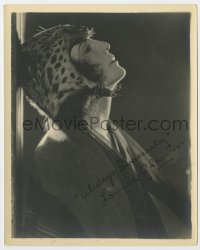 8y260 LOUISE GLAUM signed deluxe 8x10 still 1920s great profile portrait wearing leopardskin cap!