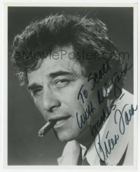 8y902 PETER FALK signed 8x10 REPRO still 1980s great close portrait smoking cigar as Columbo!