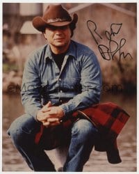 8y593 ROBERT 'BOBBY' BLAKE signed color 8x10 REPRO still 1980s great seated portrait in cowboy hat!