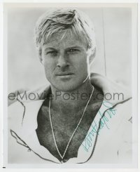 8y931 ROBERT REDFORD signed 8.25x10 REPRO still 1980s close portrait showing off his chest hair!