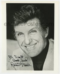 8y933 ROBERT STACK signed 8x10 REPRO still 1980s head & shoulders portrait smiling really big!