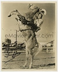 8y943 ROY ROGERS signed 8x10 REPRO still 1970s the singing cowboy legend on rearing Trigger!