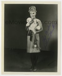8y952 SHEILA MACRAE signed 8.25x10.25 REPRO still 1970s as a one-woman band with kitchen utensils!