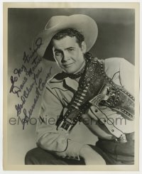 8y964 SUNSET CARSON signed 8x10 REPRO still 1970s posed portrait of the cowboy star with gun belt!