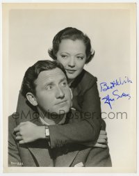 8y302 SYLVIA SIDNEY signed 8x10.25 still R1950s great portrait hugging Spencer Tracy in Fury!