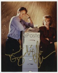 8y611 X-FILES signed color 8x10 REPRO still 2000s by BOTH David Duchovny AND Gillian Anderson!
