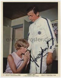 8y143 YVES MONTAND signed color 8x10 still #9 1967 close up with Eva Marie Saint in Granx Prix!