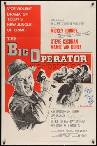 8y016 BIG OPERATOR signed 1sh 1959 by BOTH Jay North AND Mel Torme, art of Mickey Rooney!