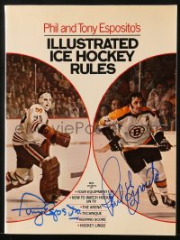 8y078 ILLUSTRATED ICE HOCKEY RULES signed softcover book 1974 by Phil Esposito AND Tony Esposito!