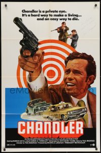 8y017 CHANDLER signed 1sh 1971 by director Paul Magwood, cool art of Warren Oates & car chase!