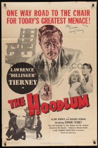 8y022 HOODLUM signed 1sh 1951 by Lawrence Tierney, a one way road to the electric chair!