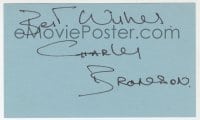 8y408 CHARLES BRONSON signed 3x5 index card 1980s it can be framed & displayed with a repro still!
