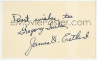 8y439 JAMES EASTLAND signed 3x5 index card 1970s it can be framed & displayed with a repro still!