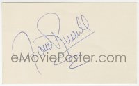 8y441 JANE RUSSELL signed 3x5 index card 1980s can be framed & displayed with a repro still!