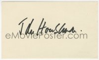 8y451 JOHN HOUSEMAN signed 3x5 index card 1980s can be framed & displayed with a repro still!