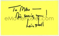 8y462 LOIS HALL signed 3x5 index card 1980s it can be framed & displayed with a repro still!