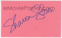8y492 SHARON STONE signed 3x5 index card 1990s it can be framed & displayed with a repro still!