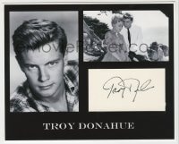 8y502 TROY DONAHUE signed 3x5 index card 1980s matted in a nice display with two repros!