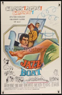 8y024 JAZZ BOAT signed 1sh 1960 by James Booth, great art of the coolest craziest caper of all!