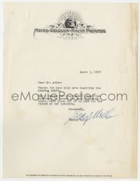 8y118 GEORGE WELLS signed letter 1958 thanking Buddy Adler for congratulating him on his Oscar!