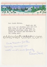 8y121 LILLIAN GISH signed letter 1970s thanking a fan for his lovely message & charming card!