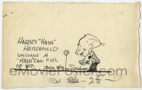 8y085 HARRY HERSHFIELD signed 8x12 pen drawing 1940s he unloads a hash can full of wit!
