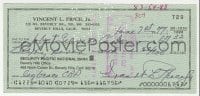 8y109 VINCENT PRICE signed 3x6 canceled check 1977 he paid $67.32 to a service center!